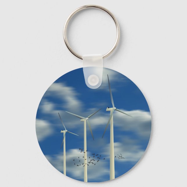Green Energy Wind Turbine Keychain (Front)