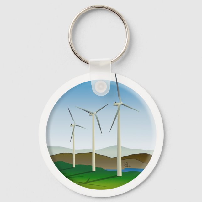 Green Energy Wind Turbine Keychain (Front)
