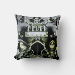 Green Engine by Alexandra Cook Throw Pillow