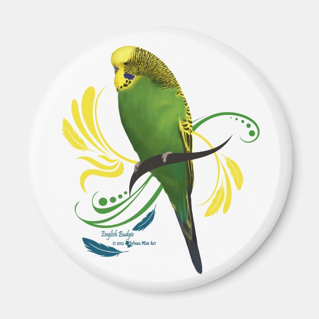 Green English Budgie Magnet (Front)