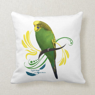 Green English Budgie Throw Pillow