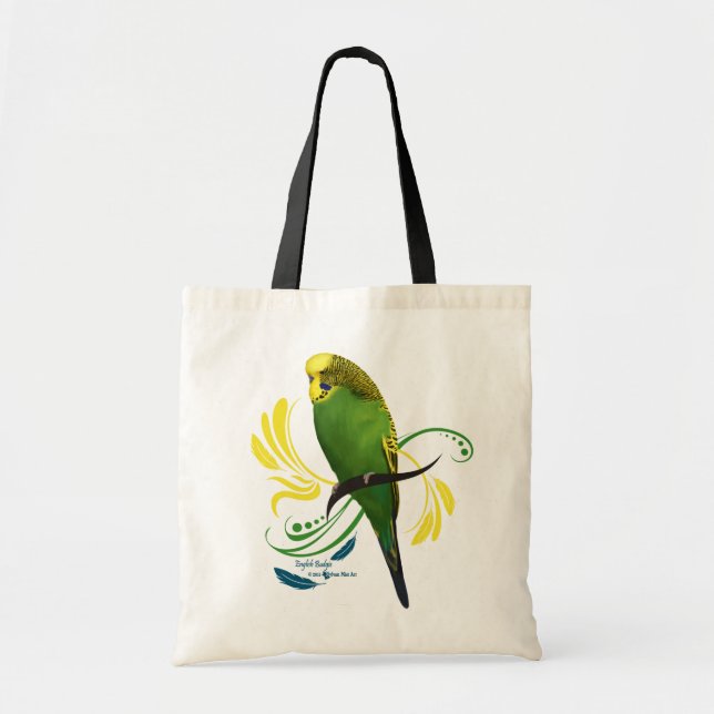Green English Budgie Tote Bag (Front)