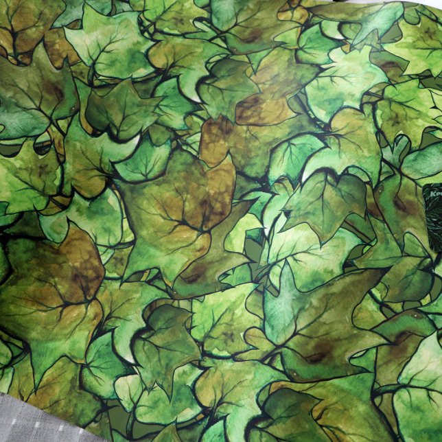 Green English Ivy Nature Watercolor Pattern Wrapping Paper Sheet (Creator Uploaded)