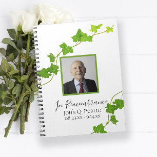 Green English Ivy Vine Funeral Memorial Livre d'or
