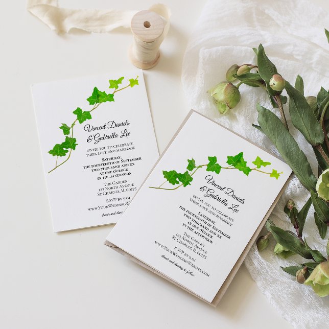 Green English Vine Faire-part de mariage (Créateur téléchargé)