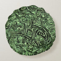 Green Enigma Round Pillow