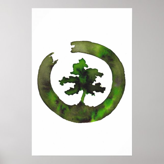 Green Enso Bonsai Circle Poster (Front)