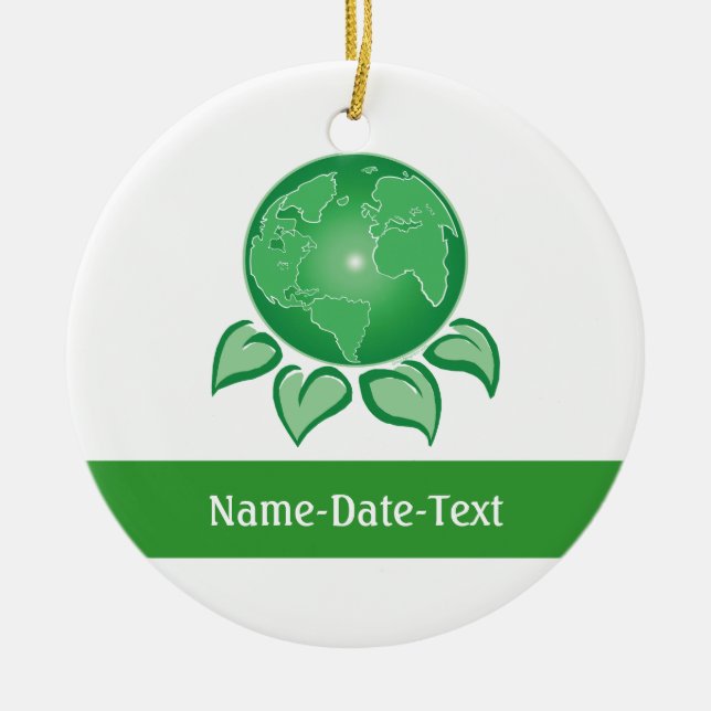 Green, Environmental Ceramic Ornament (Front)