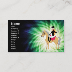 Green Equestrian Girl Business Card