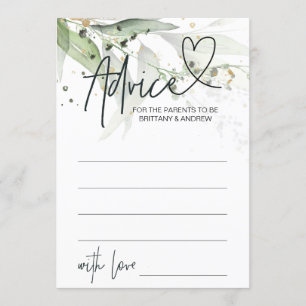 Green Eucalyptus Baby shower Conseils Carte de jeu