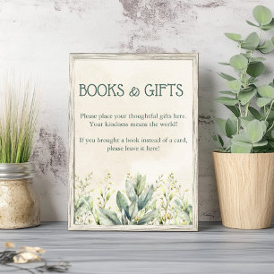 Green Eucalyptus Books And Gifts Baby Shower  Poster