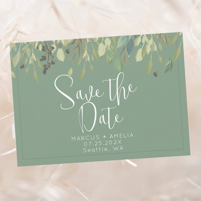 Green  Eucalyptus Border Save The Date QR Code (Creator Uploaded)