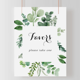 Green Eucalyptus Botanical Calligraphy Favours Sig Poster