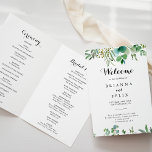 Green Eucalyptus Botanical foliage Folded Wedding Program<br><div class="desc">This green eucalyptus botanical foliage folded wedding program is perfect for a modern wedding. The design features hand-painted artistic beautiful eucalyptus green leaves,  assembled into neat bouquets to embellish your event.

Include a quote or short message,  order of service,  wedding party and thank you message.</div>