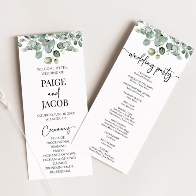 Green Eucalyptus Botanical Greenery Wedding Program (Creator Uploaded)