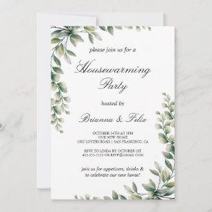 Green Eucalyptus Botanical Housewarming Party Invitation