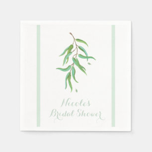 Green Eucalyptus Botanical Leaves Rustic Wedding Napkin