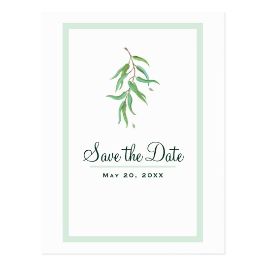 Green Eucalyptus Botanical Leaves Save the Date Postcard