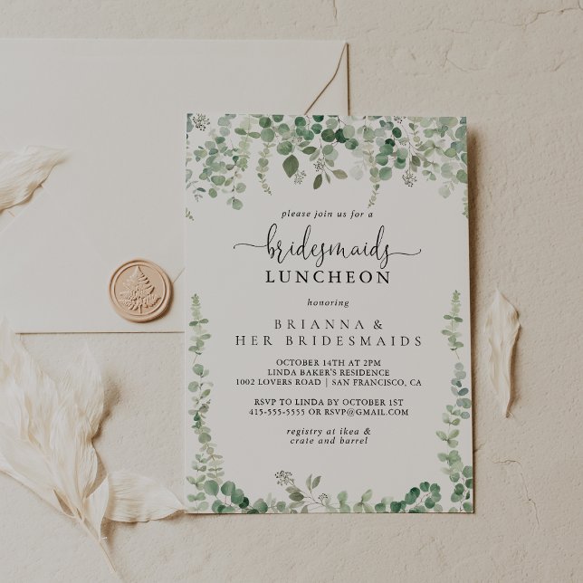 Green Eucalyptus Bridesmaids Luncheon Shower  Invitation (Creator Uploaded)