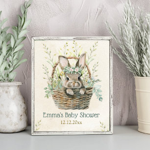 Green Eucalyptus Bunny Baby Shower  Poster
