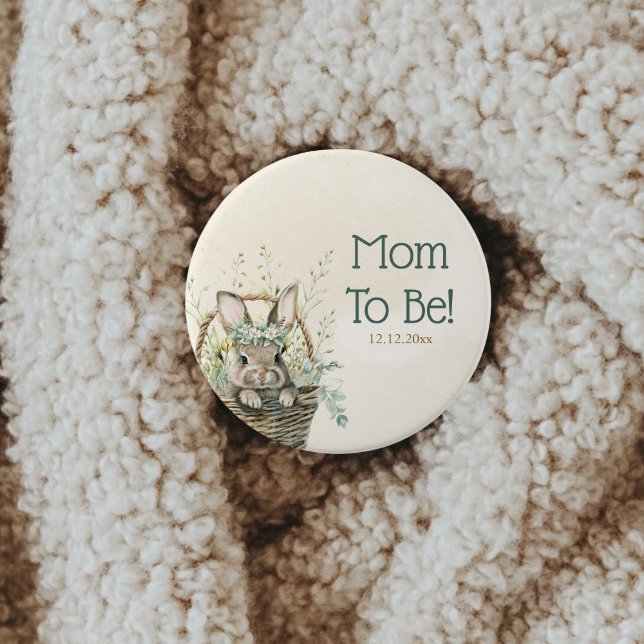 Green Eucalyptus Bunny Rabbit Baby Shower  3 Inch Round Button (Creator Uploaded)