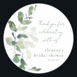 Green Eucalyptus Custom Bridal Shower Thank You Classic Round Sticker<br><div class="desc">Modern Botanical Eucalyptus Custom Bridal Shower Thank You Classic Round Sticker</div>
