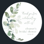 Green Eucalyptus Custom Bridal Shower Thank You Classic Round Sticker<br><div class="desc">Modern Botanical Eucalyptus Custom Bridal Shower Thank You Classic Round Sticker</div>