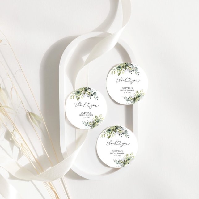 Green Eucalyptus Floral Bridal Shower Gift Tag (Creator Uploaded)
