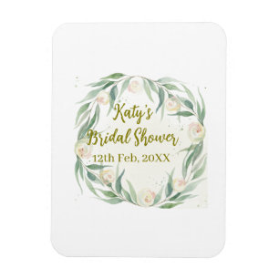 Green eucalyptus floral bridal shower name date go magnet