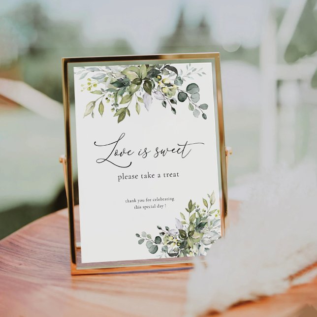 Green Eucalyptus Floral Love Is Sweet Sign (Creator Uploaded)