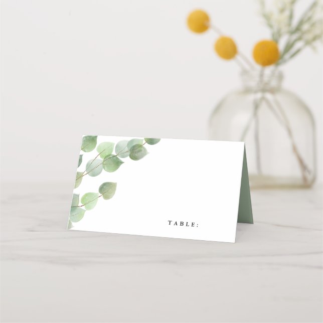 Green Eucalyptus Foliage Personalized Place Card (Front)