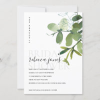 GREEN EUCALYPTUS FOLIAGE WATERCOLOR BRIDAL SHOWER