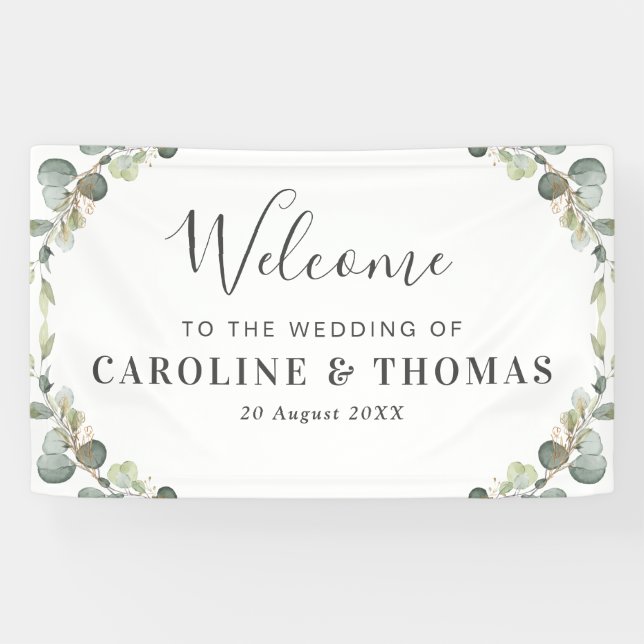green eucalyptus foliage welcome wedding banner (Horizontal)