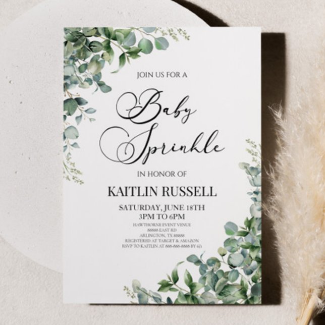 Green Eucalyptus Greenery Botanical Baby Sprinkle Invitation (Creator Uploaded)