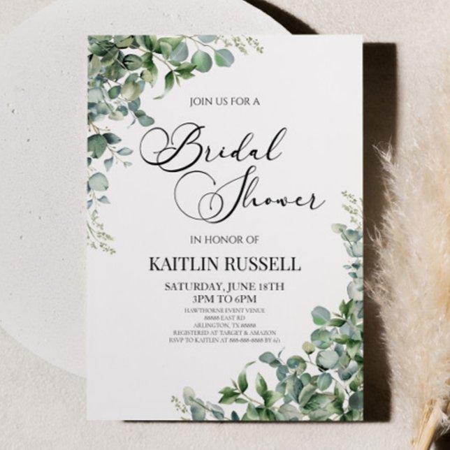 Green Eucalyptus Greenery Botanical Bridal Shower  Invitation (Creator Uploaded)