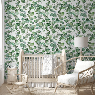 Green Eucalyptus Greenery Vine pattern Wallpaper