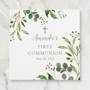 Green Eucalyptus Leaf  First Holy Communion Favour Tags