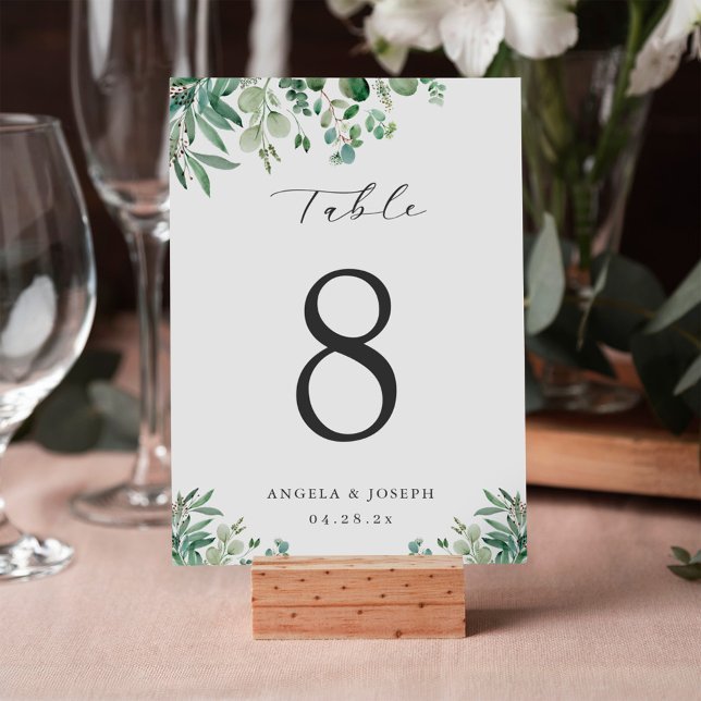 Green Eucalyptus Leaves 5x7 Table Number Card (Creator Uploaded)