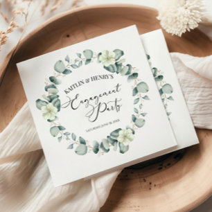 Green Eucalyptus Leaves Botanical Engagement Party Napkin