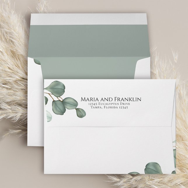 Green Eucalyptus Leaves Custom Envelope (Green eucalyptus leaves envelope.)