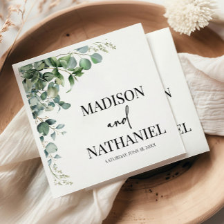 Green Eucalyptus Leaves Greenery Botanical Wedding Napkin