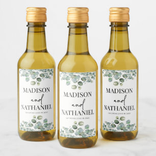 Green Eucalyptus Leaves Greenery Botanical Wedding Wine Label