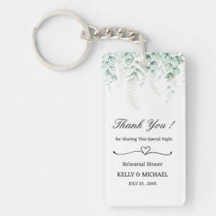 Green Eucalyptus Leaves Rehearsal Dinner Favour  Keychain