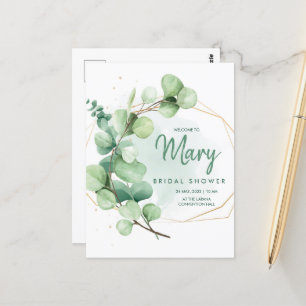 Green Eucalyptus Modern Elegant Bridal Shower Postcard