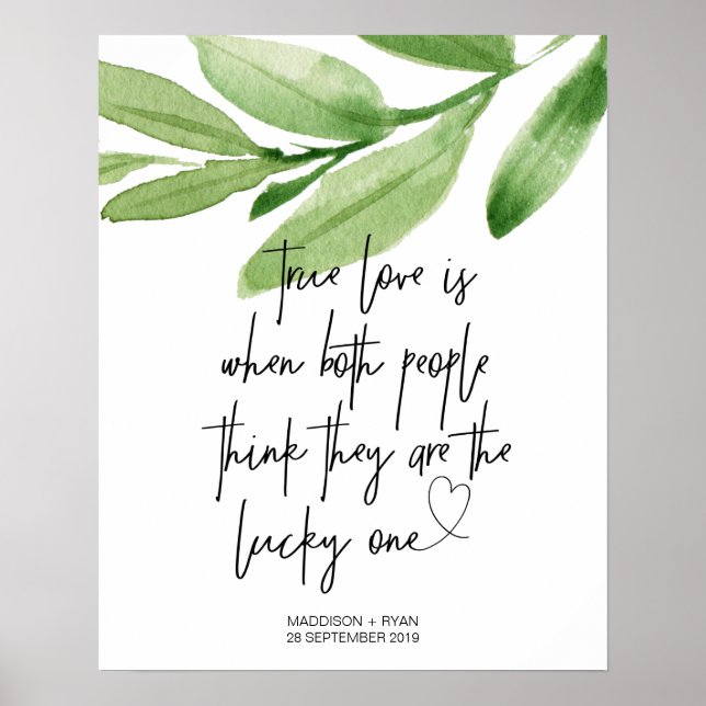 Green Eucalyptus Outdoor Wedding True Love Welcome Poster (Front)