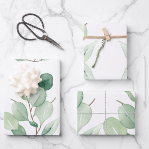 Green Eucalyptus pastel leaves Wrapping Paper Sheet