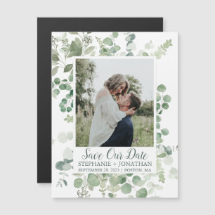 Green Eucalyptus Photo Magnet Réservez la date