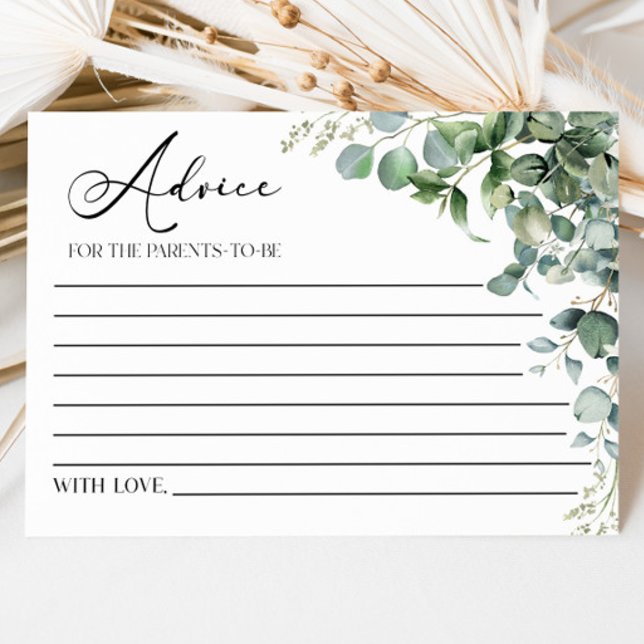 Green Eucalyptus Plant Baby Shower Advice Card (Creator Uploaded)