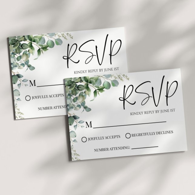 Green Eucalyptus Plant Wedding RSVP Card (Creator Uploaded)