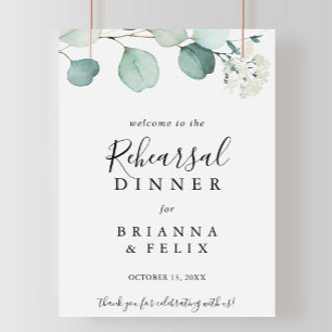 Green Eucalyptus Rehearsal Dinner Welcome Sign
